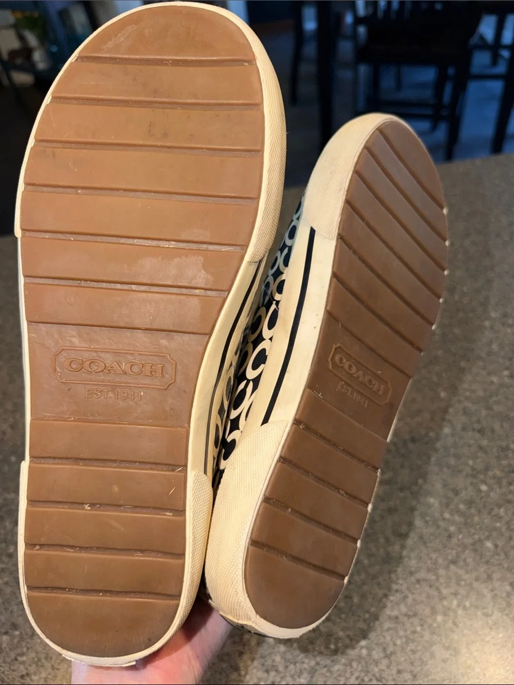 Coach Black & Cream Signature C Pattern Rain Boots Vintage y2k